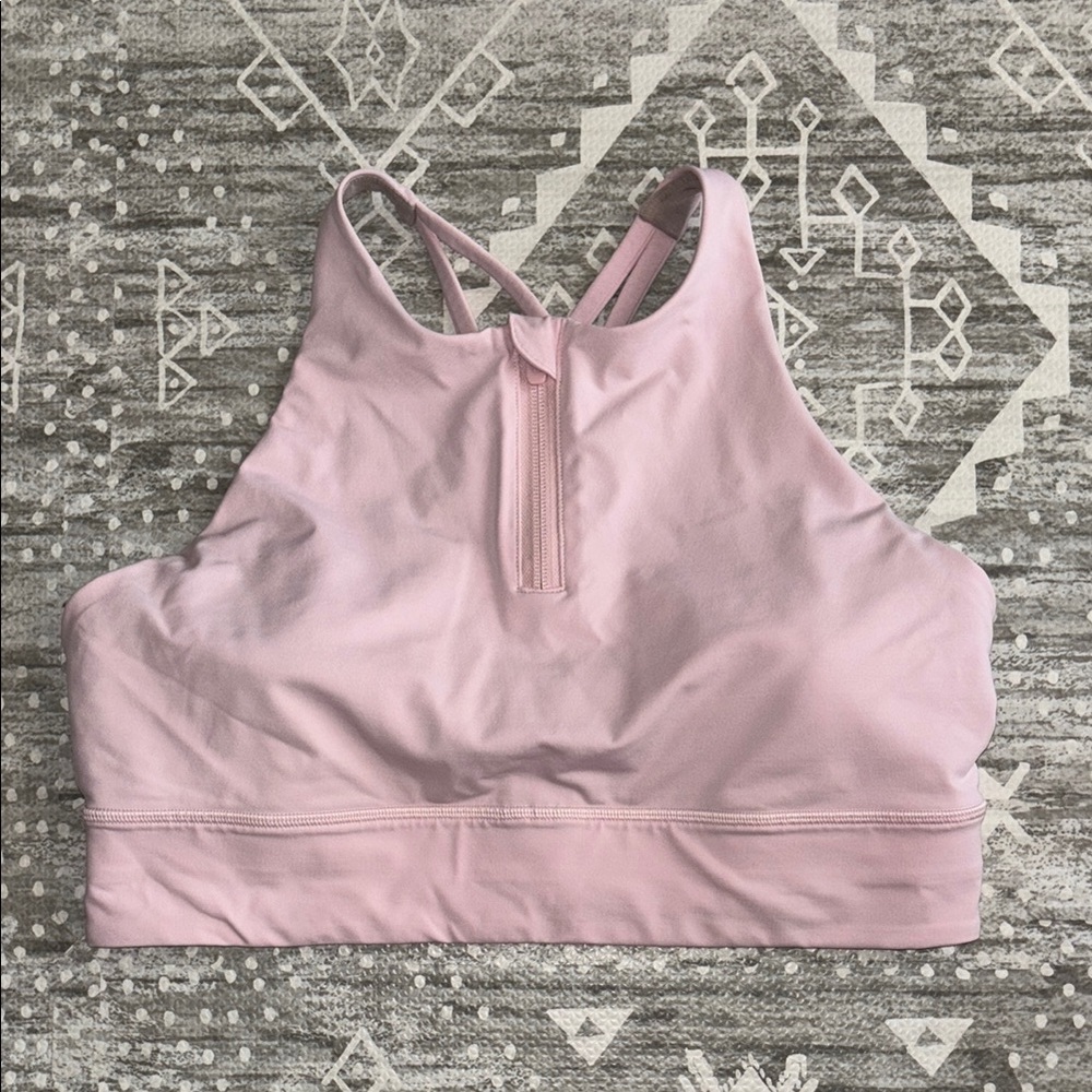 Lululemon Pink High Energy High Neck Sports Bra size 12 half zip
